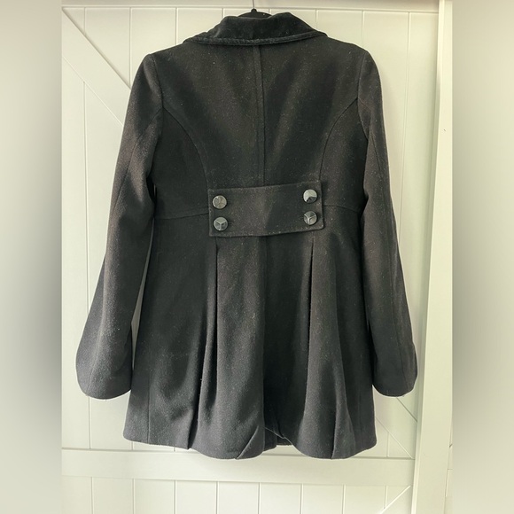 BETSEY JOHNSON Black Wool Pea Coat - Size 8 - Picture 8 of 12